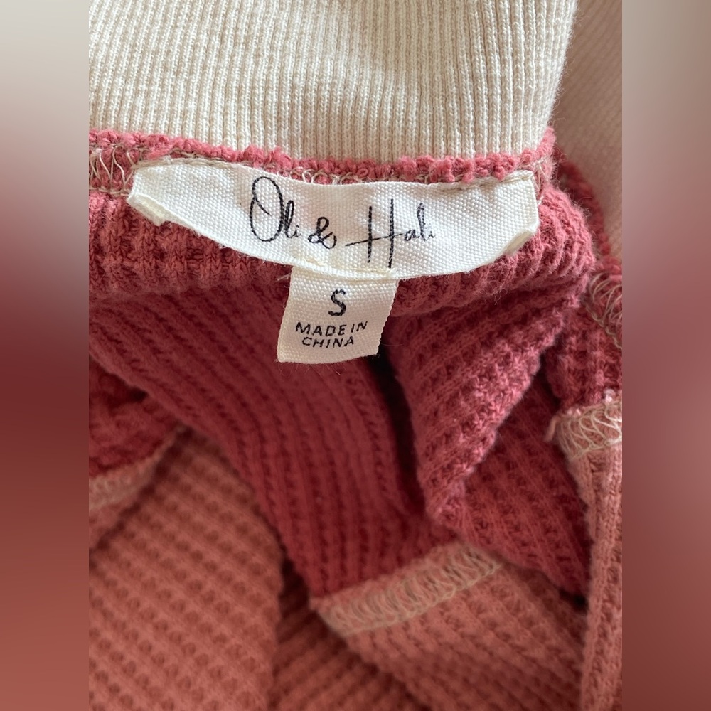 Oli&Hali Washed Color Block Pullover Thermal  Half Zip Oversized Small JT0560 - Picture 9 of 11